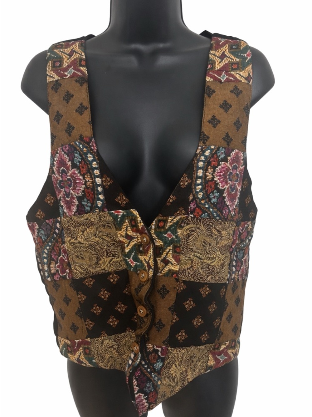🖤 Vintage Jane Ashley Patchwork Vest – Size Large
